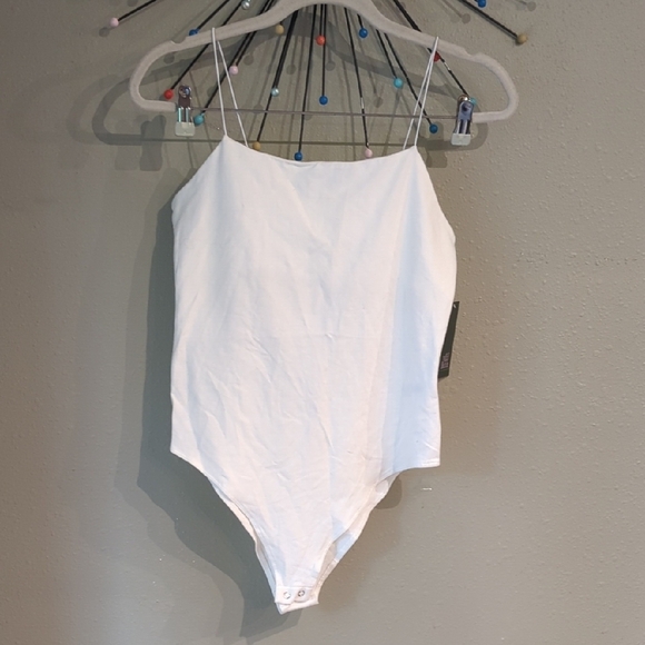 Wild Fable White Bodysuit Strappy Women's Size Medium Nwt - Picture 1 of 7
